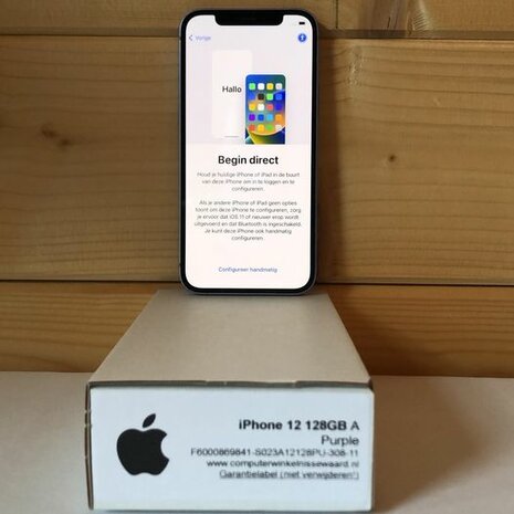 nieuwstaat Apple IPhone 12 128GB paars 6.1" + 12 maanden garantie