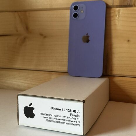 nieuwstaat Apple IPhone 12 128GB paars 6.1" + 12 maanden garantie