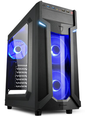 windows 7, 10 of 11 pro CWS (Game) pc Sharkoon Blue Intel i3/i5/i7 CPU 4/8/16GB (ssd) (WiFi) + garantie