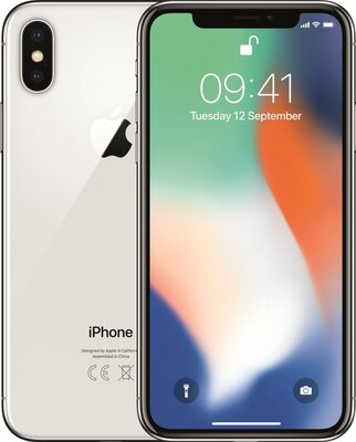 nieuwstaat Apple iPhone X 10 64GB zilver 5.8 inch simlockvrij + 12 maanden garantie