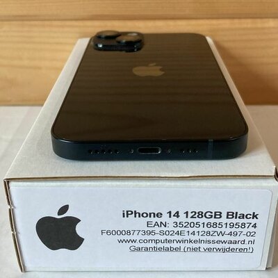 Apple iPhone 14 zwart 128GB (e-SIM) + Garantie